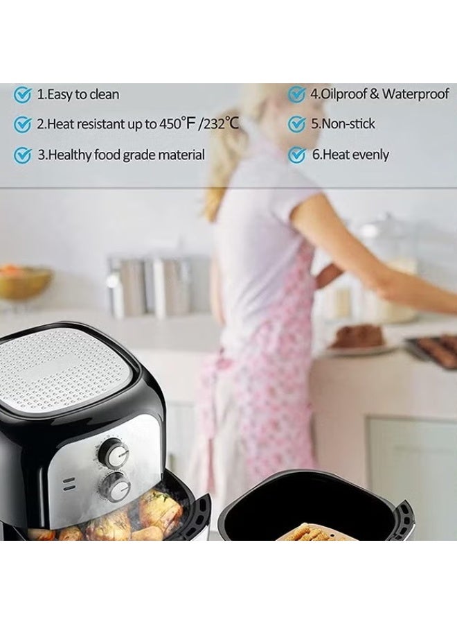 EETU Air Fryer Disposable Paper Liner,200 Pcs Non-stick Oil-proof Water-proof Air Fryer Liners,Food Grade Airfryer Parchment Paper For Frying Baking Cooking Roasting,Wood Color 6.5Inch Square - Image 2